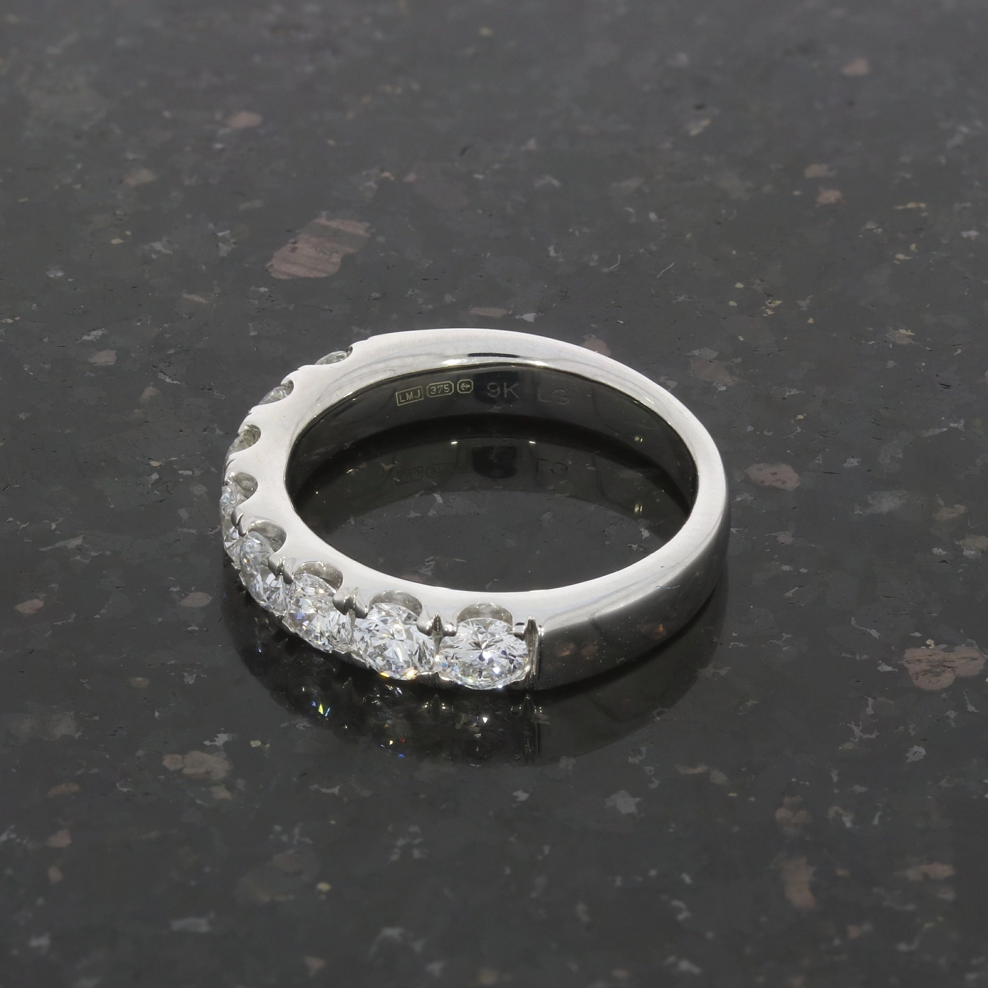 9ct White Gold 1.52cts Lab-Created Diamond Brilliant Cut Half Eternity Ring