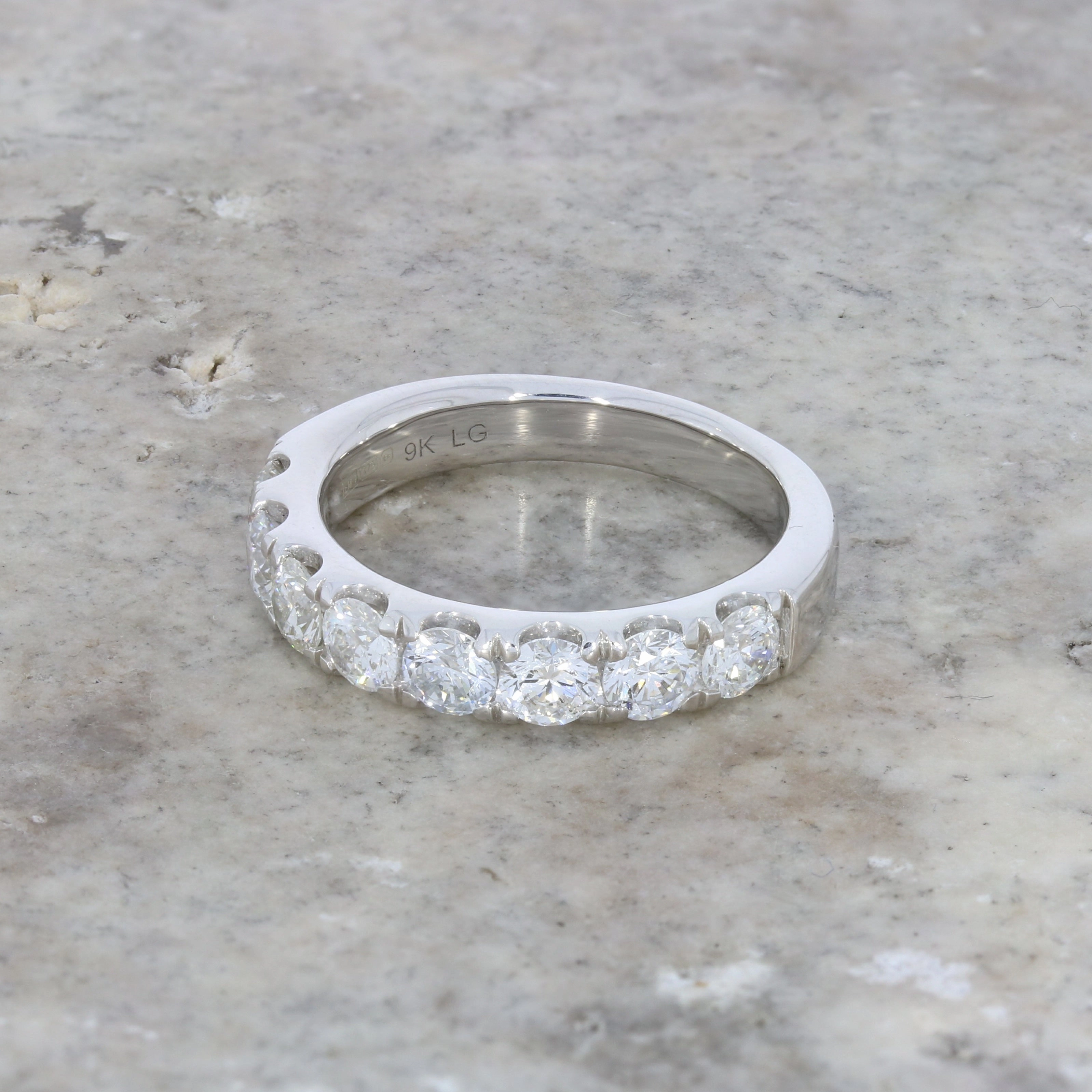 9ct White Gold 1.52cts Lab-Created Diamond Brilliant Cut Half Eternity Ring