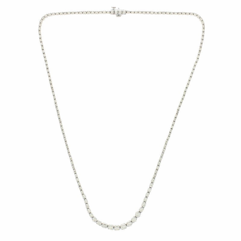 9ct White Gold 3.28cts Diamond Graduated Line Necklace