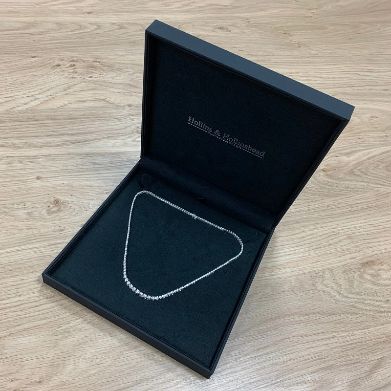 9ct White Gold 3.28cts Diamond Graduated Line Necklace