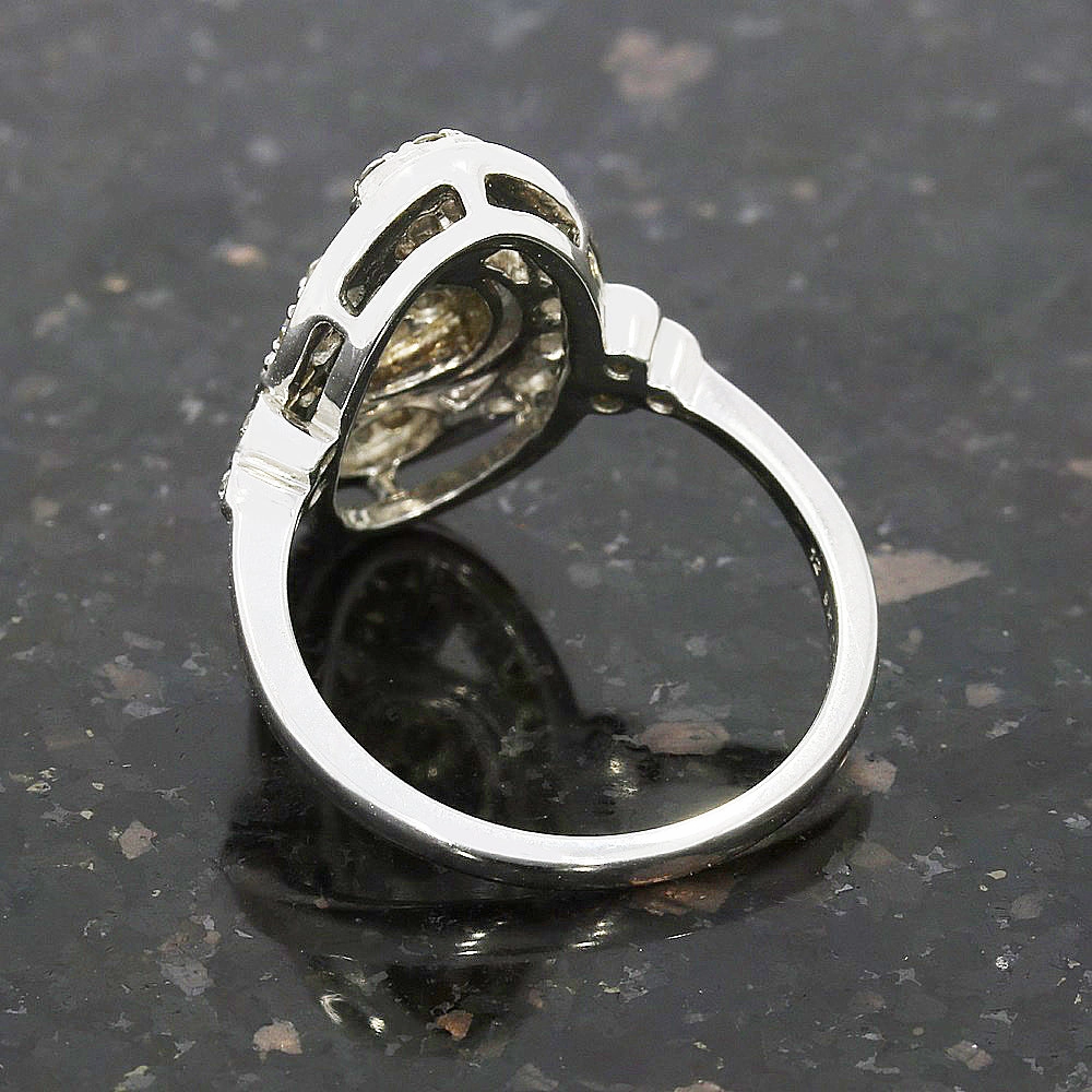 9ct White Gold Diamond Ring in a Vintage Boat Design