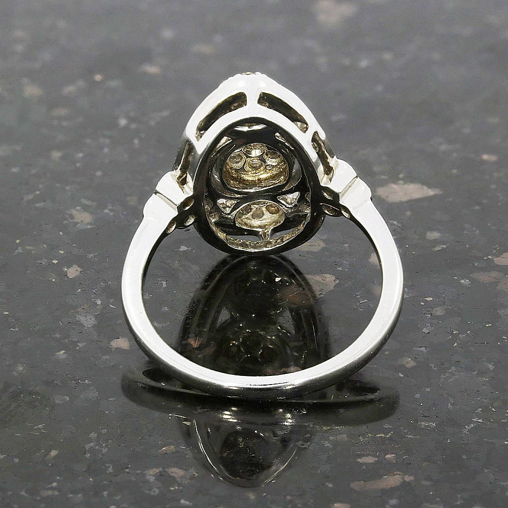 9ct White Gold Diamond Ring in a Vintage Boat Design
