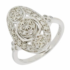 9ct White Gold Diamond Ring in a Vintage Boat Design