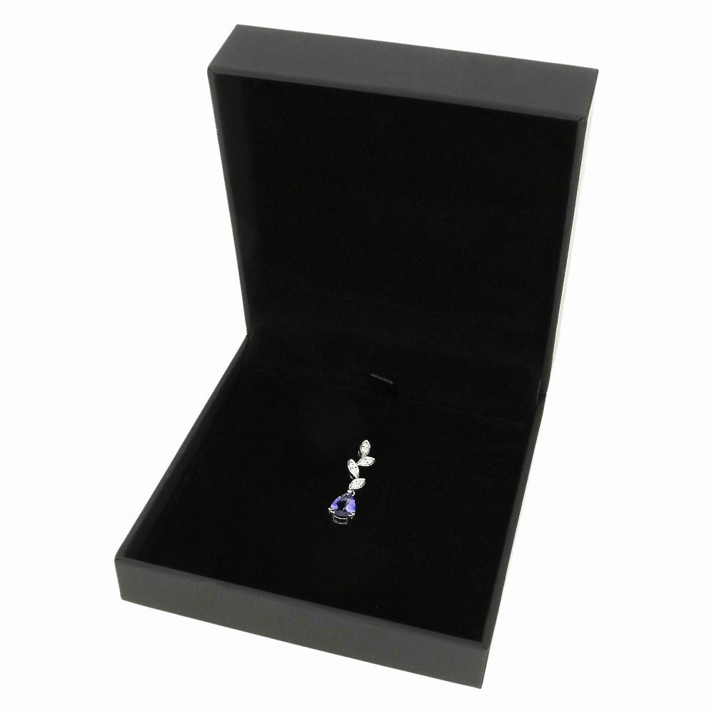 9ct White Gold Iolite and 0.12cts Diamond Pendant P50