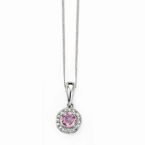 9ct White Gold Pink Sapphire and Diamond Pendant GP882P