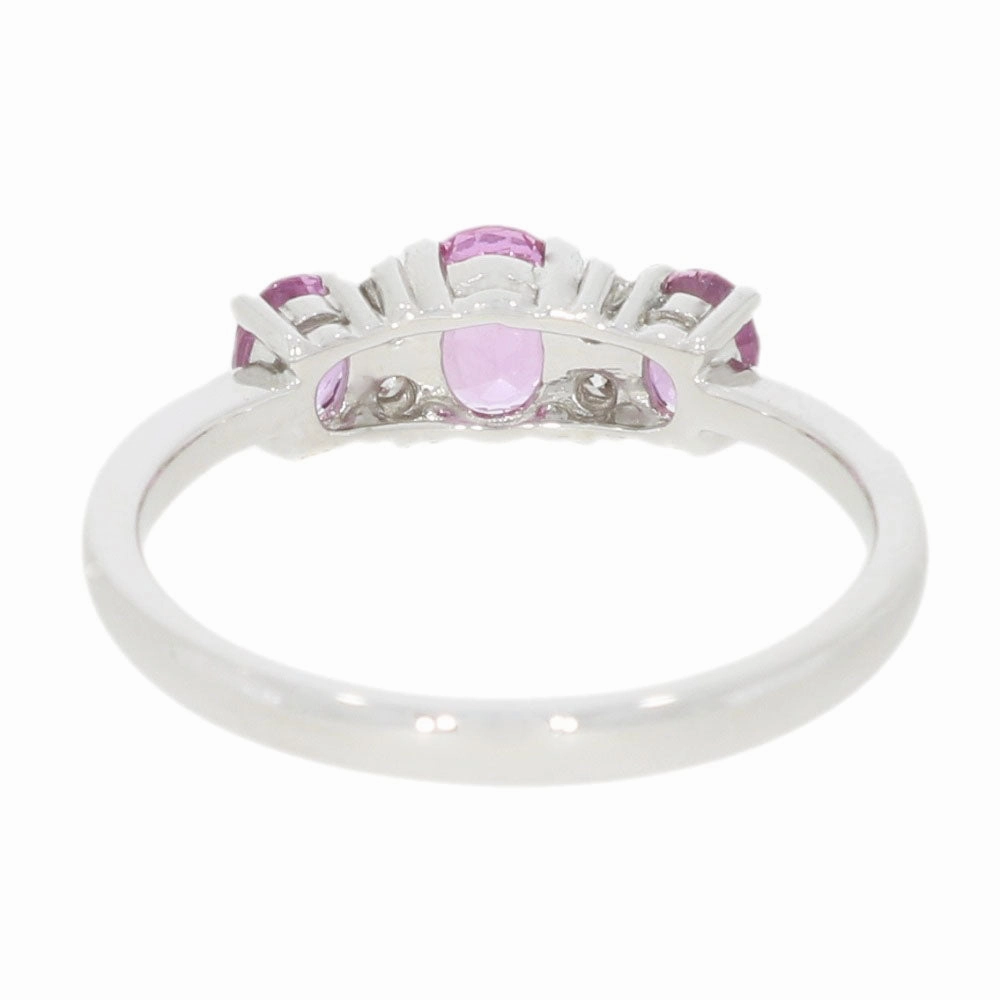 9ct White Gold Pink Sapphire and Diamond Ring