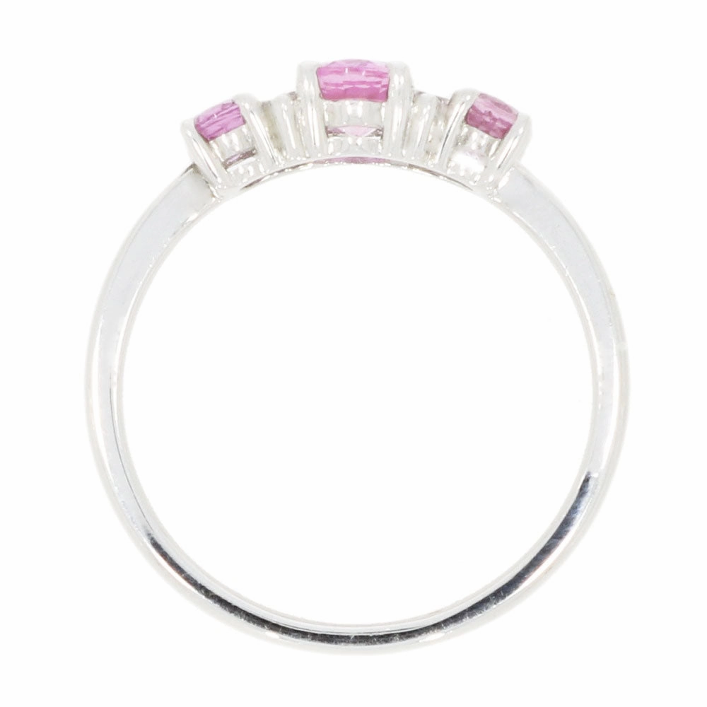 9ct White Gold Pink Sapphire and Diamond Ring