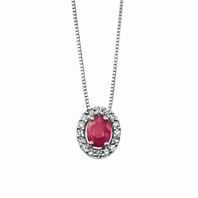 9ct White Gold Ruby and Diamond Pendant GP677R