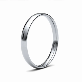 9ct White Gold Traditional Court 2.5mm Light Weight Polished Ladies Wedding Ring