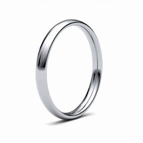 9ct White Gold Traditional Court 2.5mm Medium Weight Polished Ladies Wedding Ring