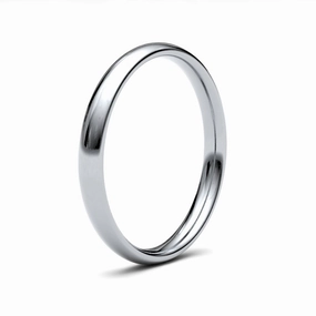 9ct White Gold Traditional Court 2.5mm Medium Weight Polished Ladies Wedding Ring
