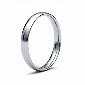 9ct White Gold Traditional Court 3.0mm Light Weight Polished Ladies Wedding Ring