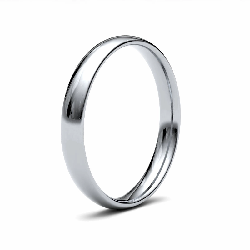 9ct White Gold Traditional Court 3.0mm Light Weight Polished Ladies Wedding Ring