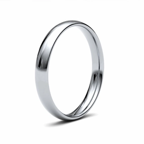 9ct White Gold Traditional Court 3.0mm Light Weight Polished Ladies Wedding Ring