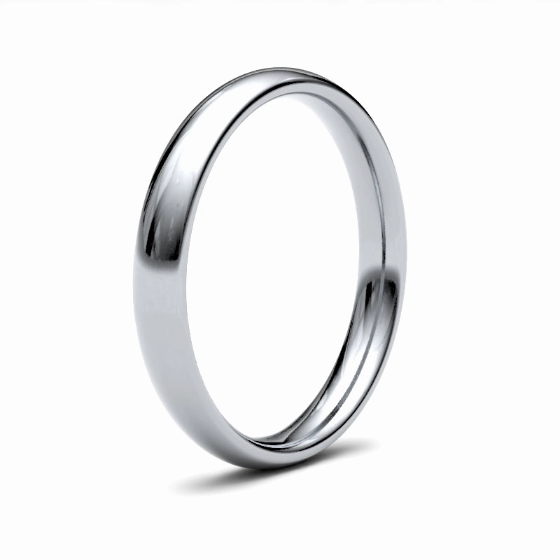 9ct White Gold Traditional Court 3mm Medium Weight Polished Ladies Wedding Ring