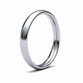 9ct White Gold Traditional Court 3mm Medium Weight Polished Ladies Wedding Ring