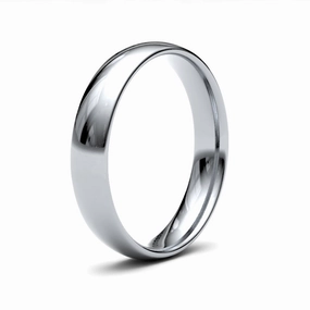 9ct White Gold Traditional Court 4mm Light Weight Polished Ladies Wedding Ring