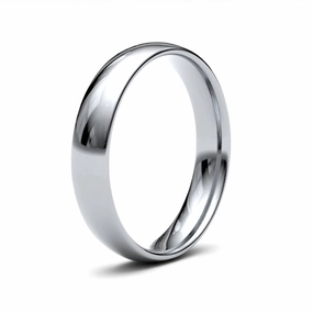 9ct White Gold Traditional Court 4mm Light Weight Polished Ladies Wedding Ring