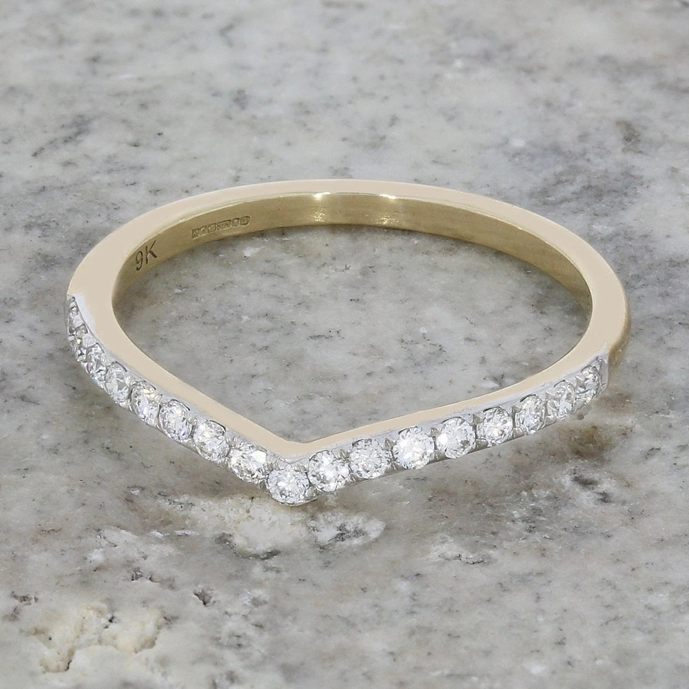 9ct Yellow Gold 0.20cts Diamond Set Wishbone Ring