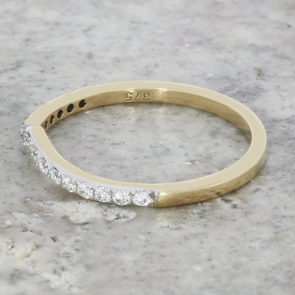 9ct Yellow Gold 0.20cts Diamond Set Wishbone Ring