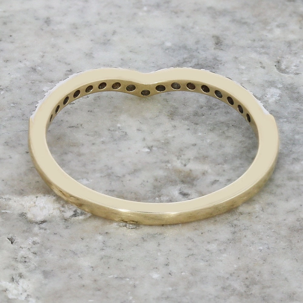 9ct Yellow Gold 0.20cts Diamond Set Wishbone Ring