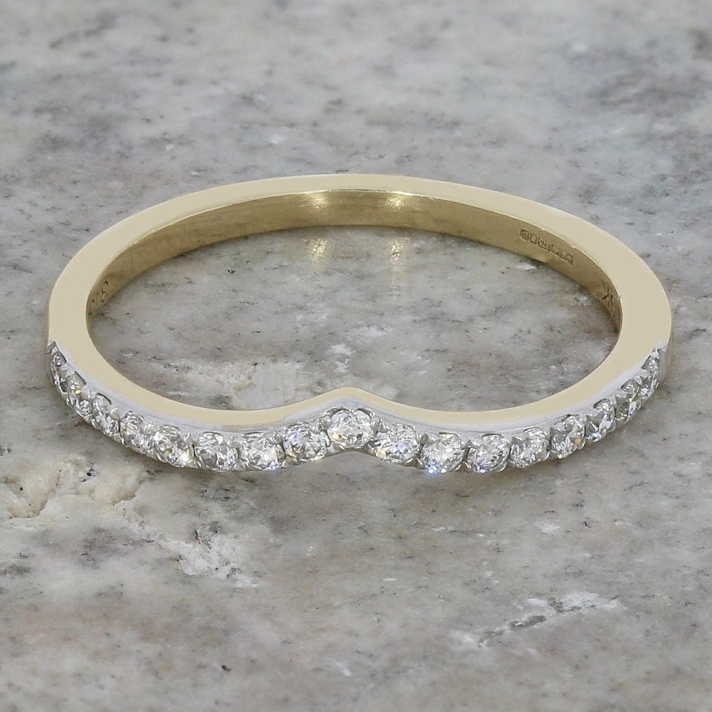 9ct Yellow Gold 0.20cts Diamond Set Wishbone Ring