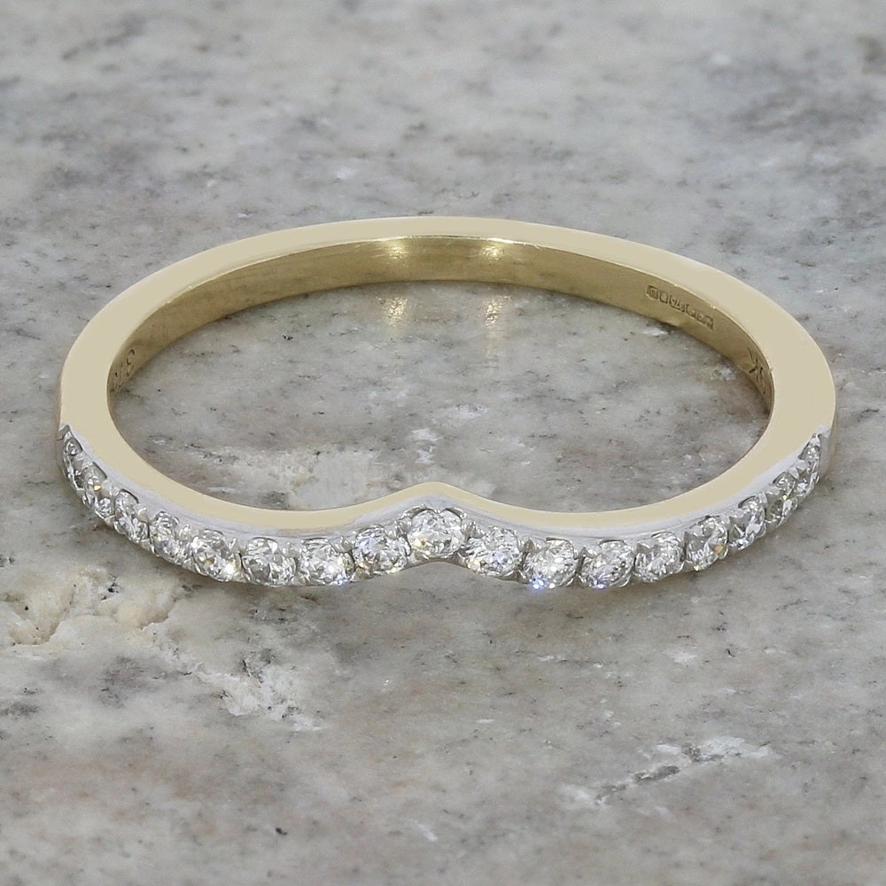9ct Yellow Gold 0.20cts Diamond Set Wishbone Ring