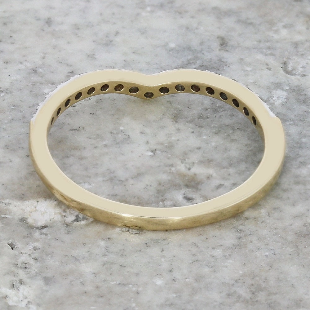 9ct Yellow Gold 0.20cts Diamond Set Wishbone Ring