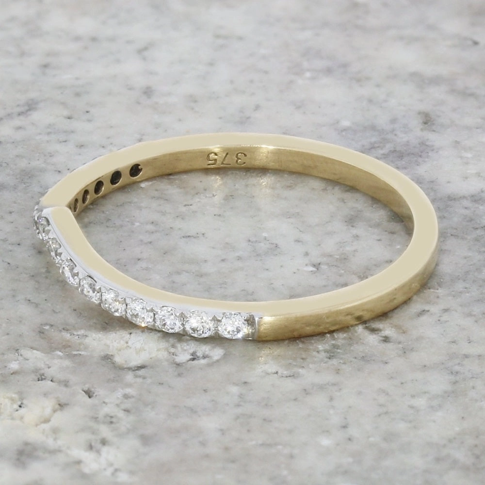 9ct Yellow Gold 0.20cts Diamond Set Wishbone Ring