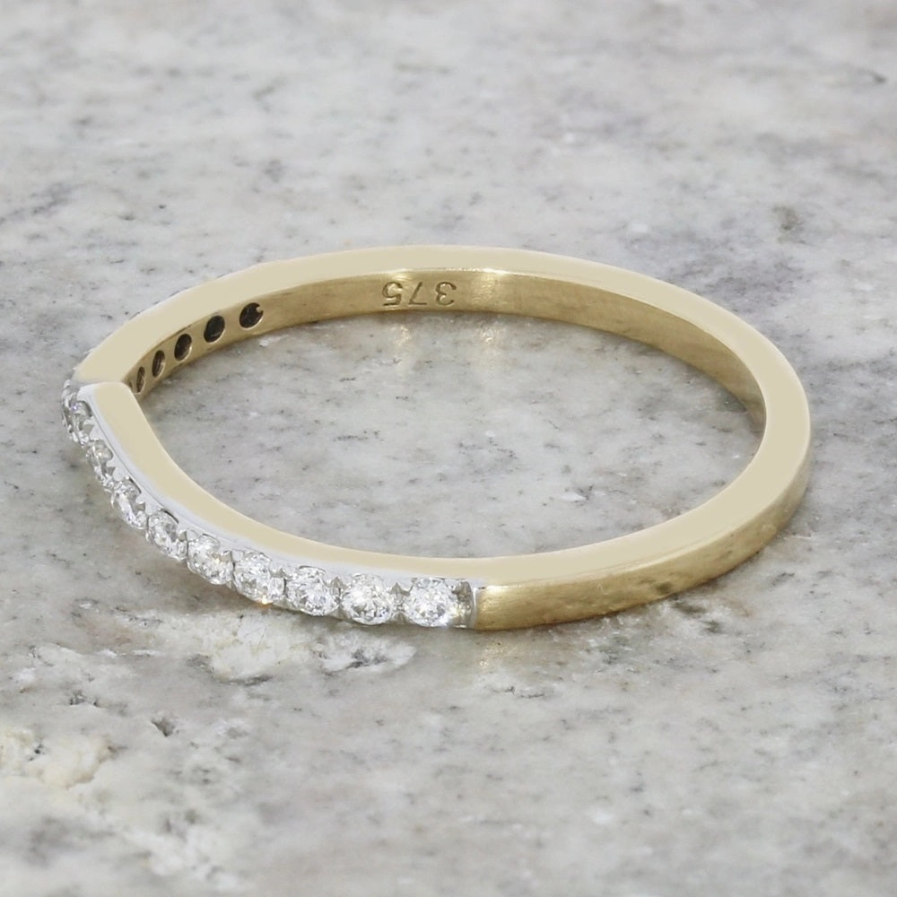 9ct Yellow Gold 0.20cts Diamond Set Wishbone Ring