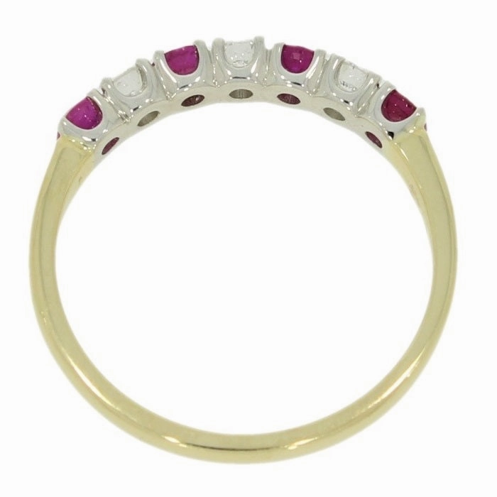 9ct Yellow Gold 0.21ct Diamond & Ruby Half Eternity Ring