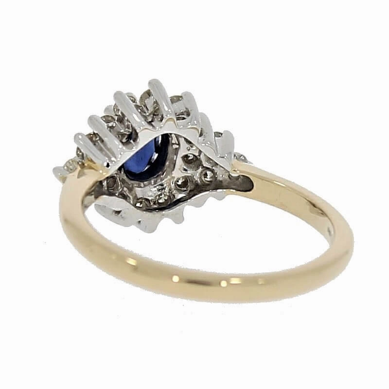 9ct Yellow Gold 0.49cts Brilliant Cut Diamond & Sapphire Cluster Ring