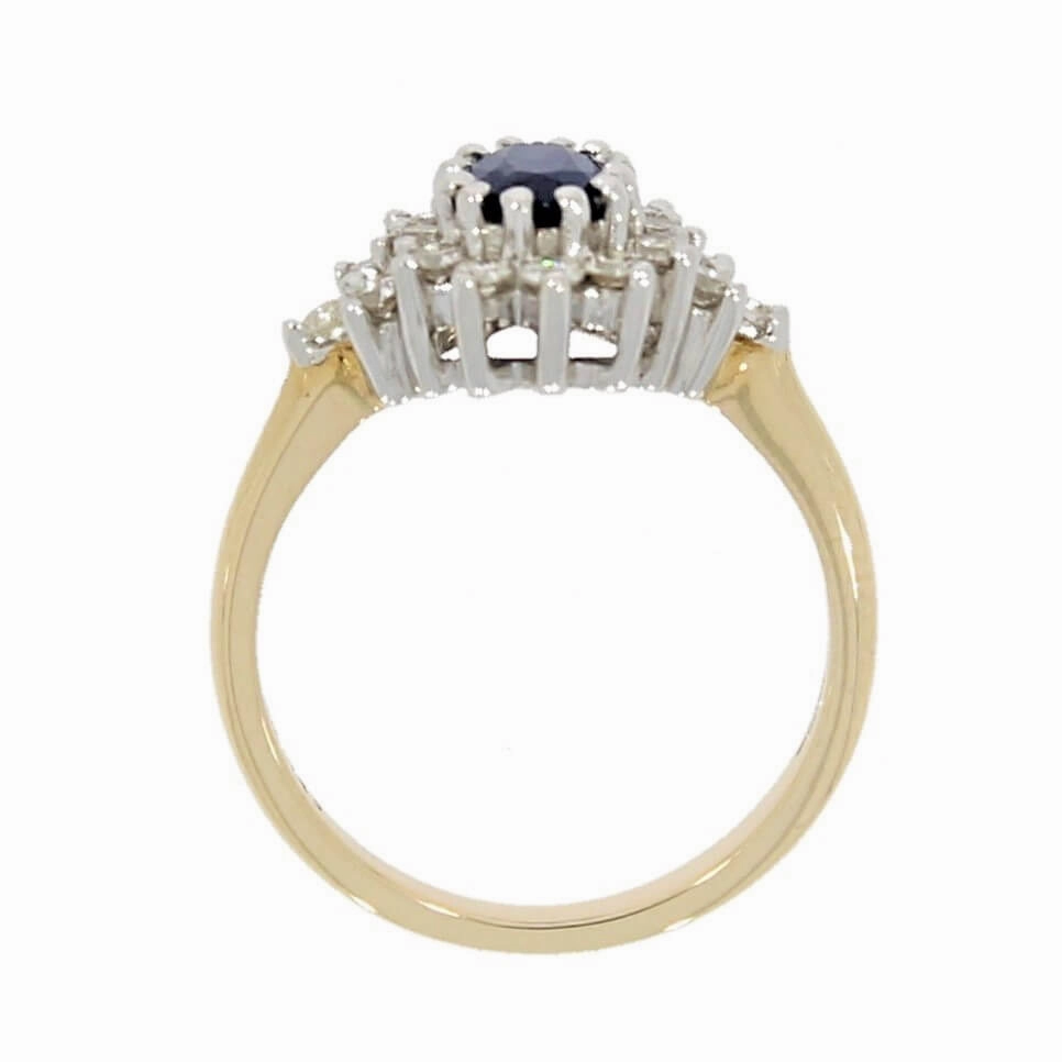 9ct Yellow Gold 0.49cts Brilliant Cut Diamond & Sapphire Cluster Ring