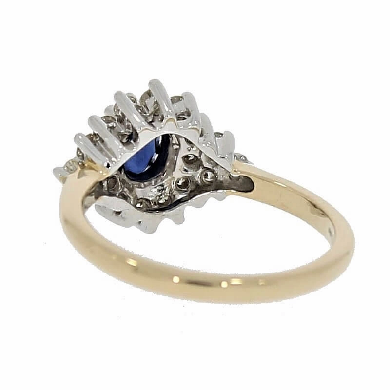9ct Yellow Gold 0.49cts Brilliant Cut Diamond & Sapphire Cluster Ring