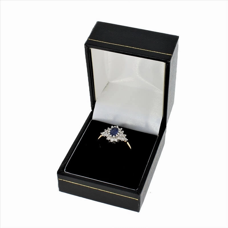 9ct Yellow Gold 0.49cts Brilliant Cut Diamond & Sapphire Cluster Ring