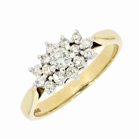9ct Yellow Gold 0.50cts Brilliant Cut Diamond Cluster Ring