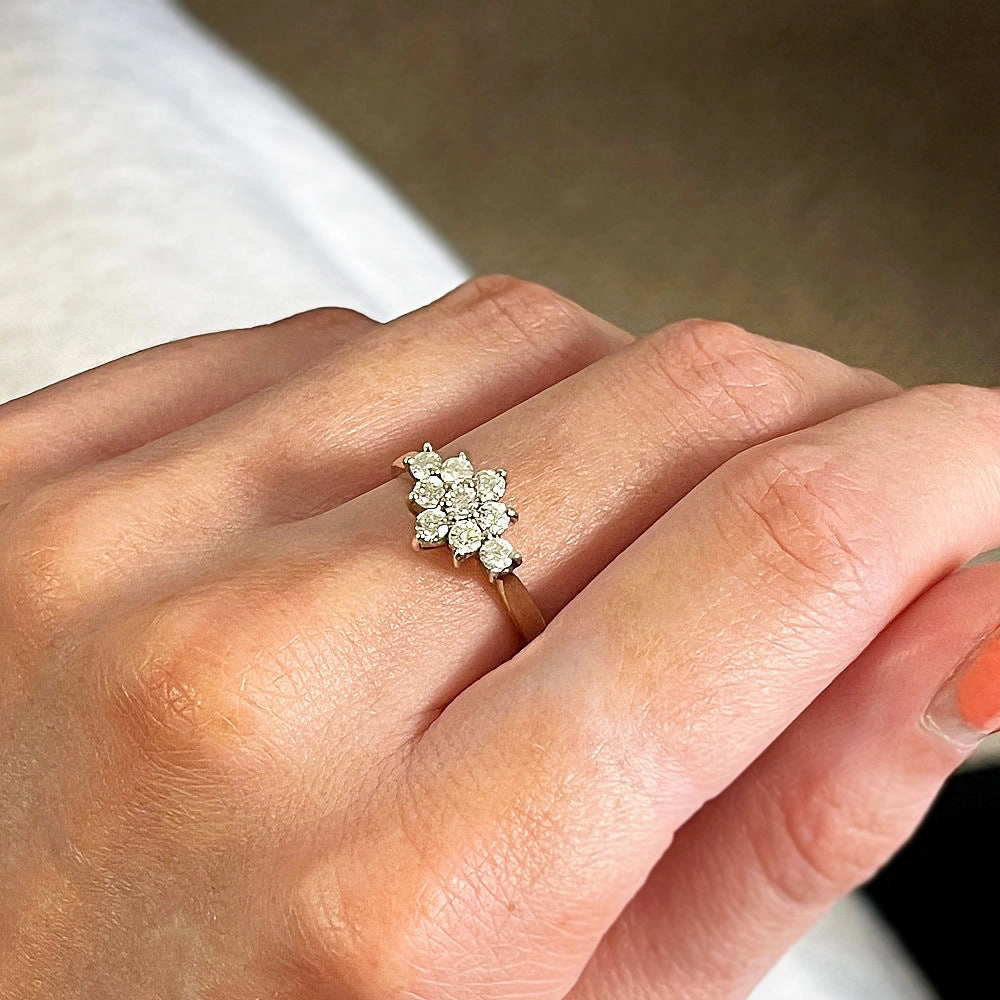 9ct Yellow Gold 0.52ct Brilliant Cut Diamond Cluster Ring