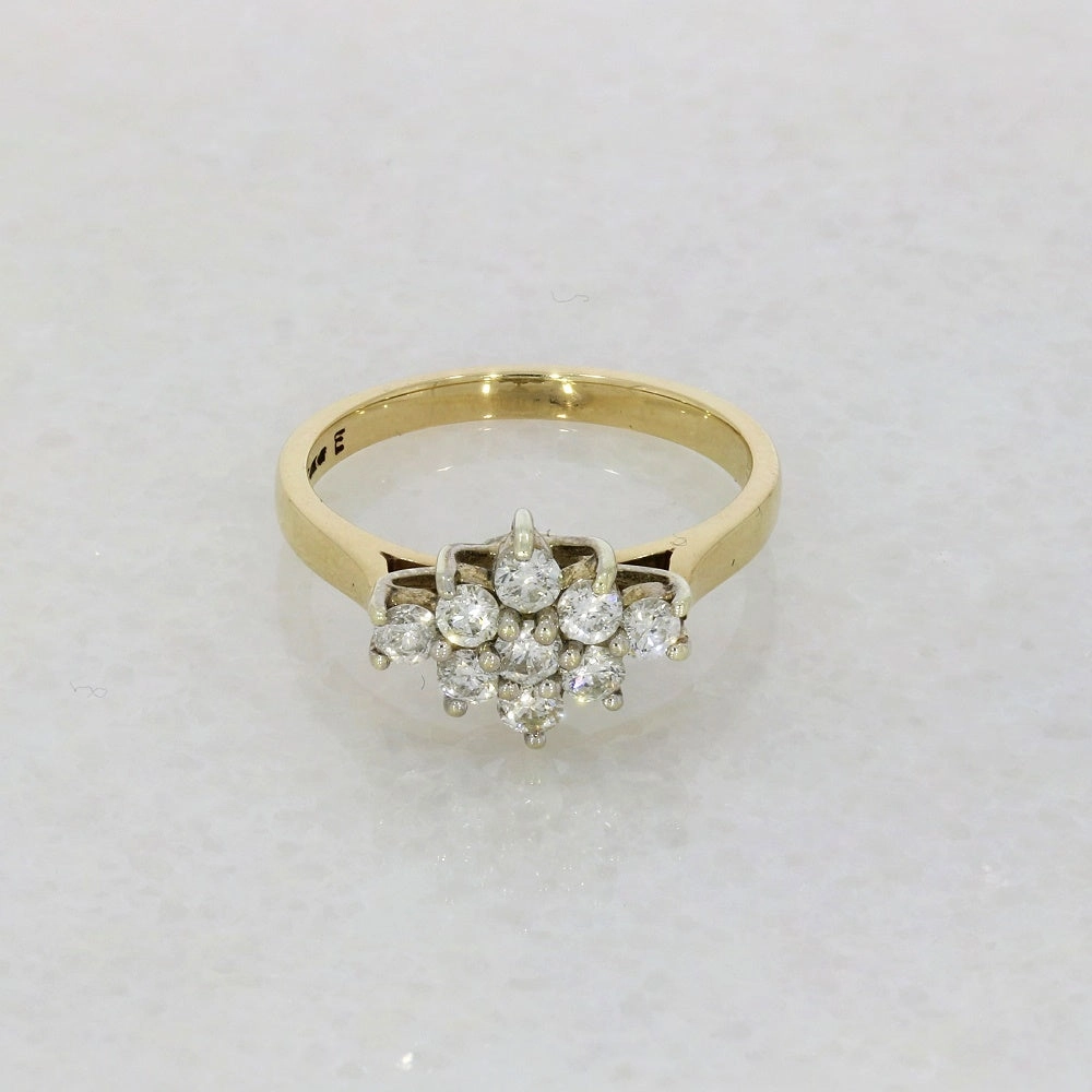 9ct Yellow Gold 0.52ct Brilliant Cut Diamond Cluster Ring