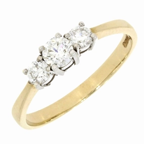 9ct Yellow Gold 0.56ct Diamond Graduated Trilogy Ring