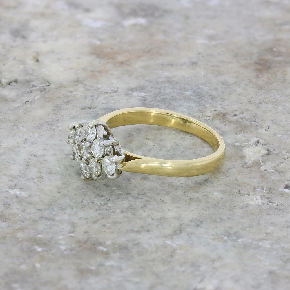9ct Yellow Gold 0.77ct Diamond Cluster Ring