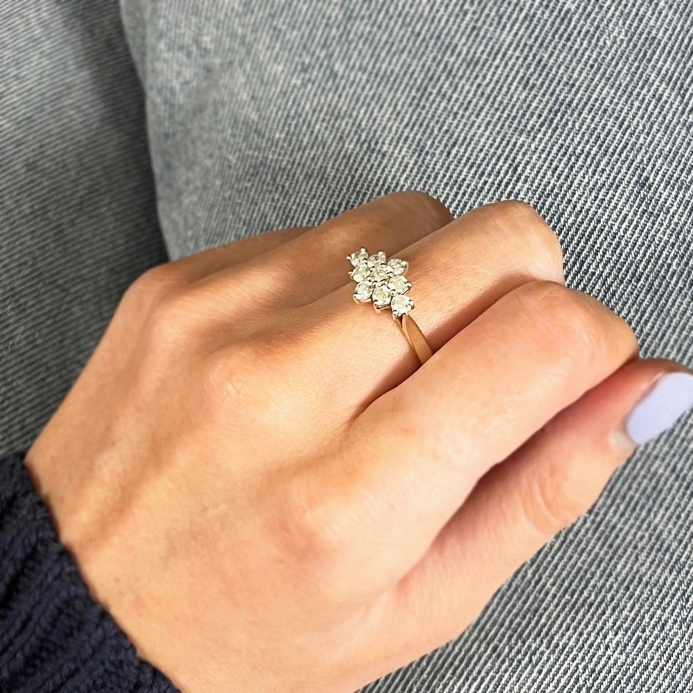 9ct Yellow Gold 0.77ct Diamond Cluster Ring