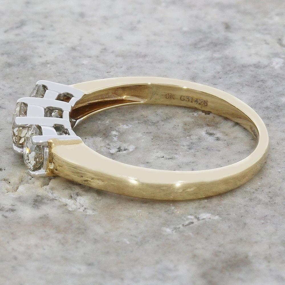 9ct Yellow Gold 0.98ct Diamond Trilogy Ring