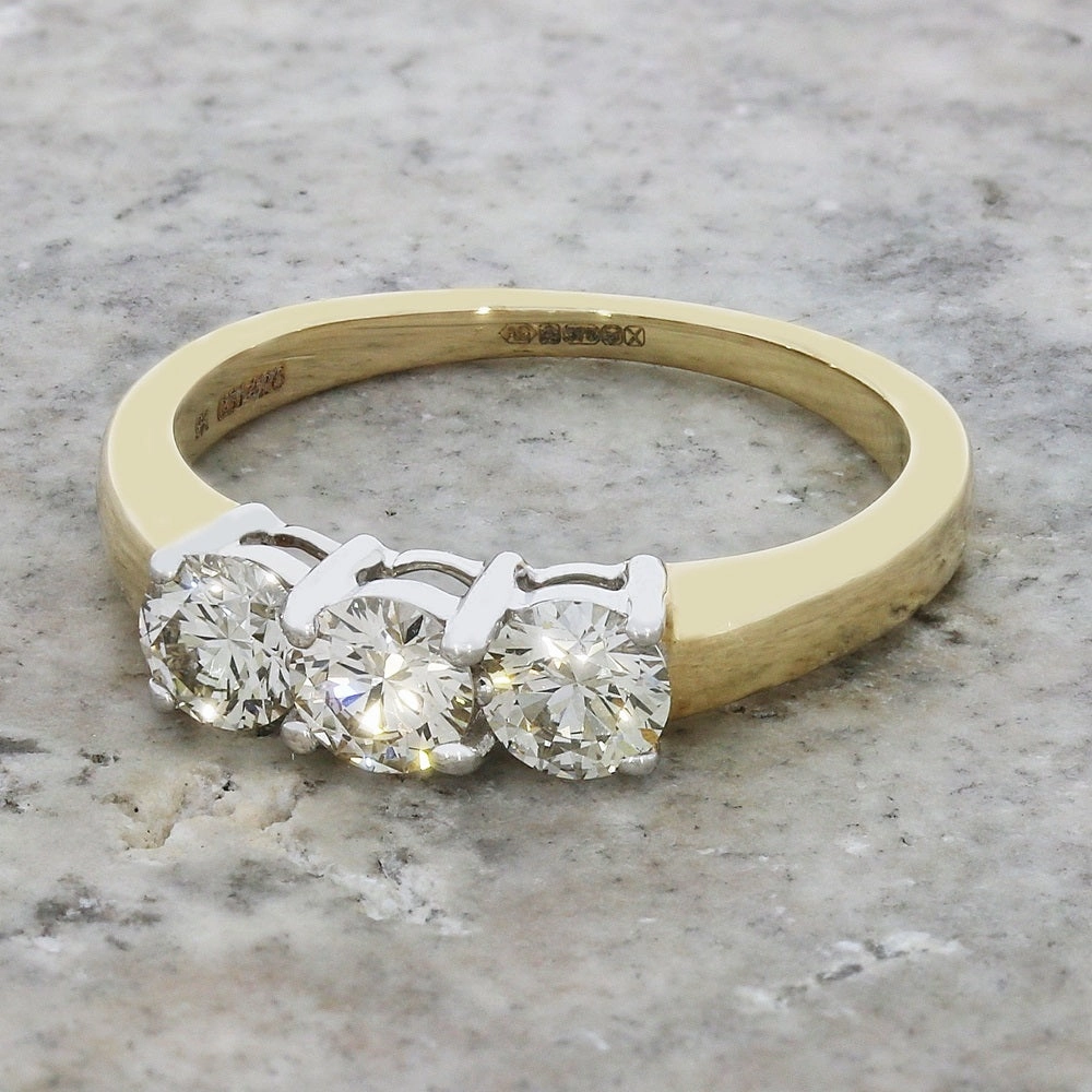 9ct Yellow Gold 0.98ct Diamond Trilogy Ring