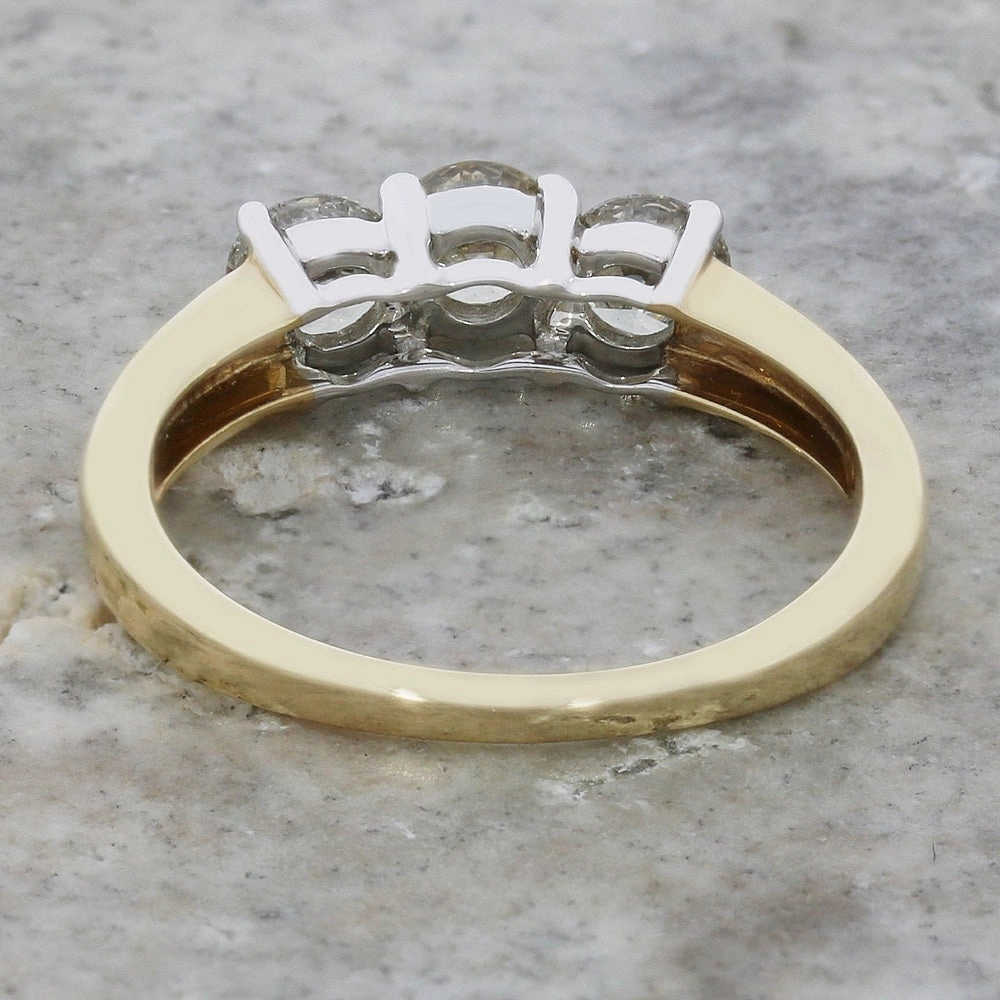 9ct Yellow Gold 0.98ct Diamond Trilogy Ring