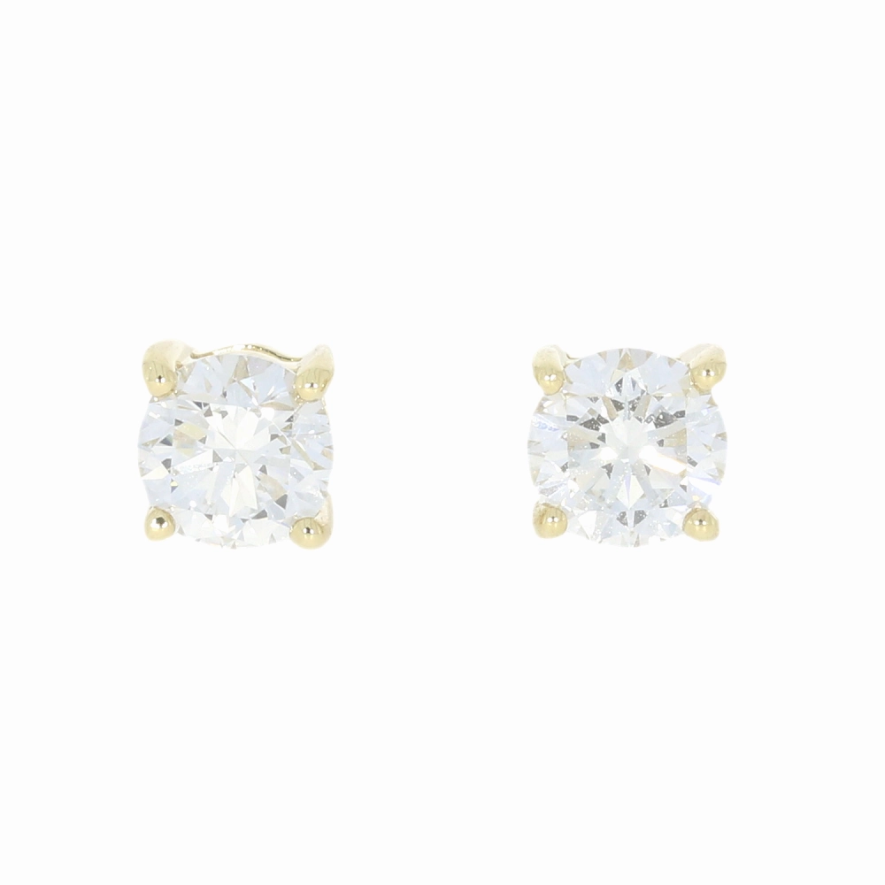 9ct Yellow Gold 1.05cts Lab Created Brilliant Cut Diamond Solitaire Stud Earrings