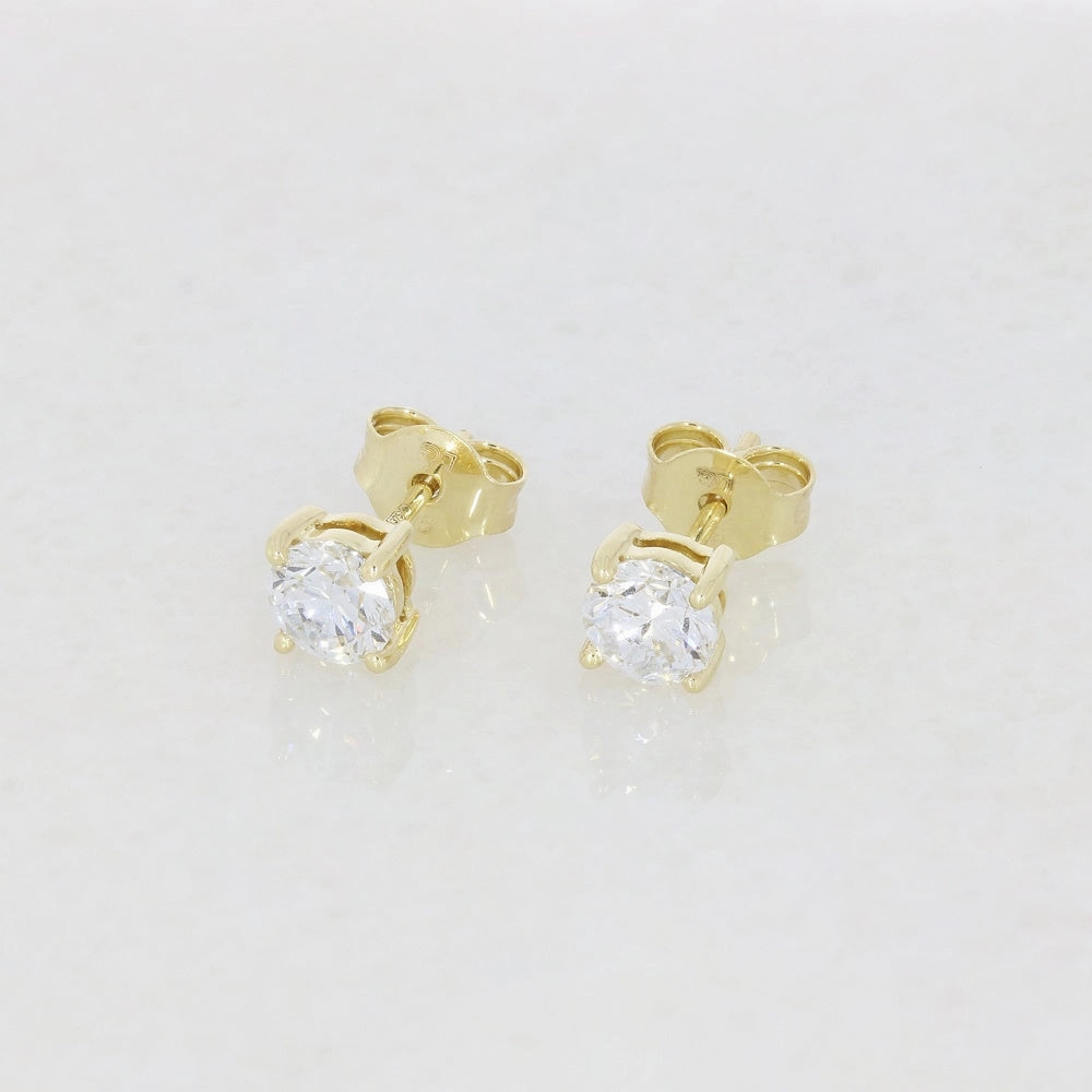 9ct Yellow Gold 1.05cts Lab Created Brilliant Cut Diamond Solitaire Stud Earrings