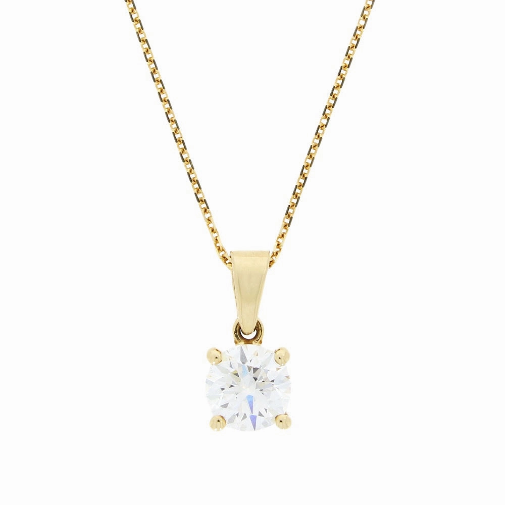 9ct Yellow Gold 1.46cts Brilliant Cut Lab Grown Diamond Pendant and Chain