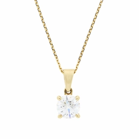 9ct Yellow Gold 1.46cts Brilliant Cut Lab Grown Diamond Pendant and Chain