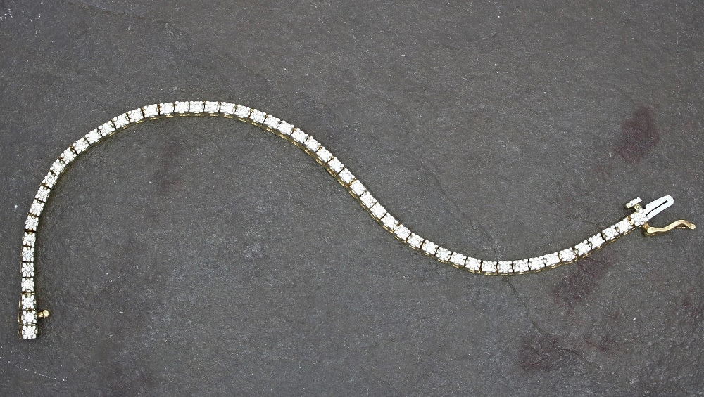 9ct Yellow Gold 2.00cts Diamond Line Tennis Bracelet