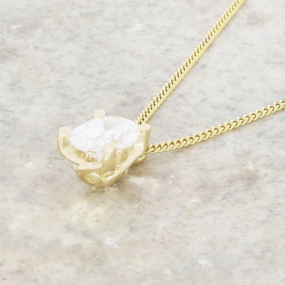 9ct Yellow Gold 2.02cts Oval Cut Lab Grown Diamond Pendant